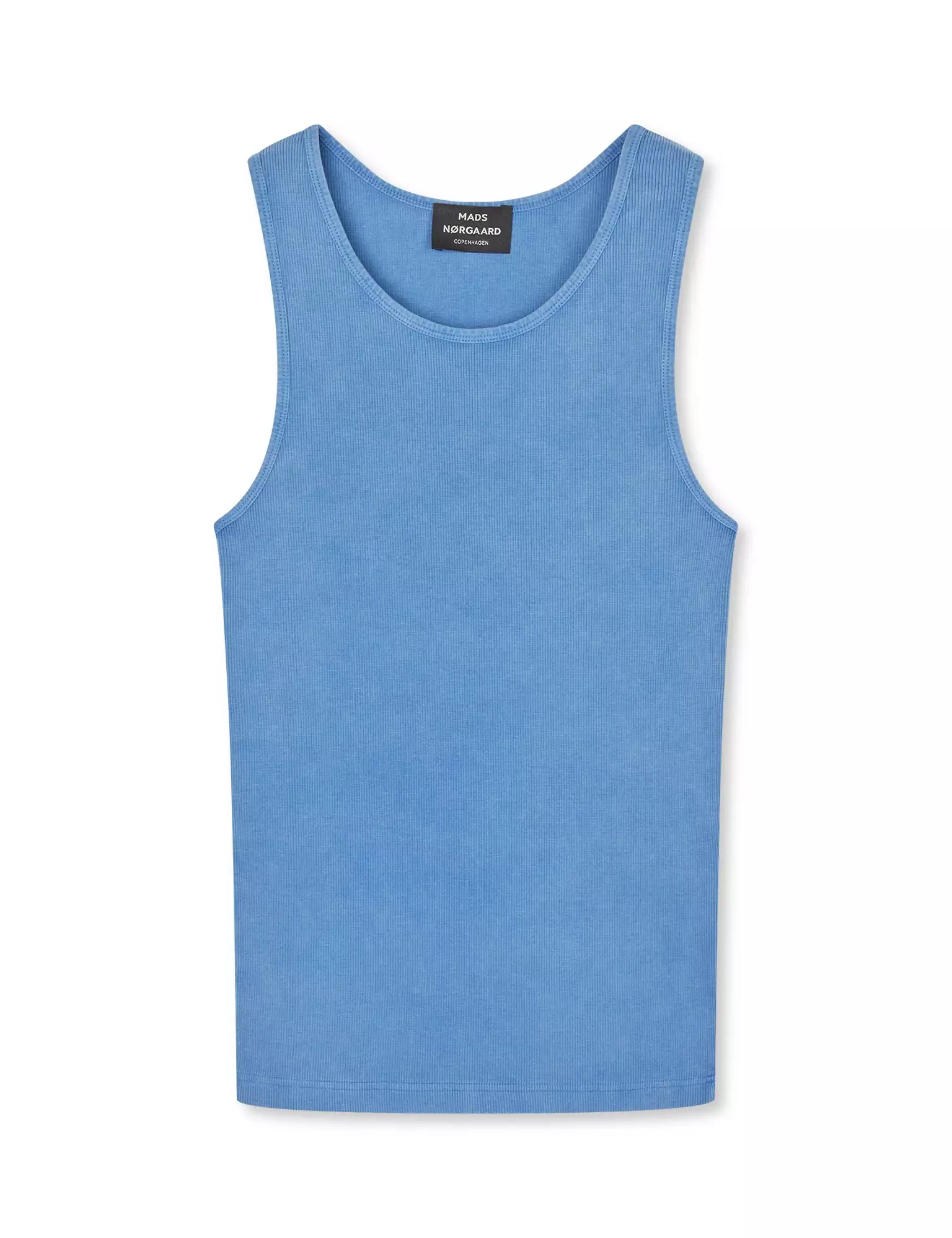 Mads Nørgaard Bright Cobalt Rib Cotton Bruce Tanktop Unterhemd Herren blau
